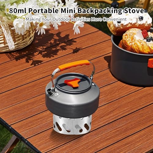 80ml Mini Backpacking Stove, Alcohol Burner with Small Stainless Steel Windshield Portable Camp Pocket Stove for Camping Hiking Survival (2PCS)