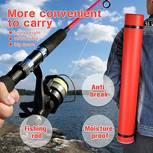 DEWEL Document Tube,Plastic Expanding Poster/Art/Document Storage Tube 24.5 to 40 inches Adjustable with Carrying Strap Waterproof and Light-Resistance Telescoping Carrying Case (Red-Large Size) - color: Red (Round), size: Large