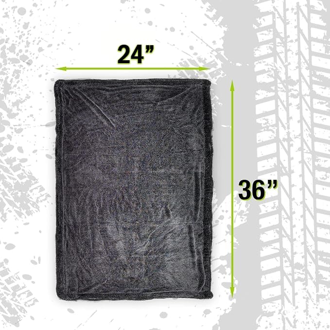 ExoForma Mega Car Drying Towel - Holds Up to 9 lbs, No Streaks, Scratches, or Water Spots | 1200 GSM Microfiber Double Twist Pile & Edgeless Design, 1 Quick & Effortless Dry - 24” x 36” - size: Pack of 1