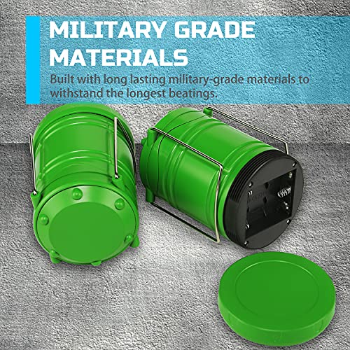 Lichamp 4 Pack LED Camping Lanterns Flame Lights, Green | Collapsible Flameless Candles Tea Lights Portable Battery Powered Camping Lights Emergency Supplies Kit, Dual Light Mode - color: Green