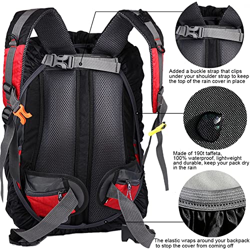 Waterproof Backpack Rain Cover with Anti Slip Buckle Strap for Camping, Hiking, Traveling, Hunting, Biking, 15-80L - color: Black, size: 50L - 60L
