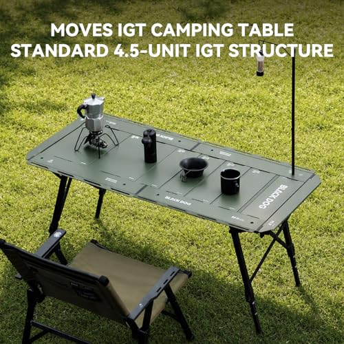 BLACKDOG IGT Camping Table, Portable Folding Camp Table for Outdoor | Adjustable Height 16"-24"，IGT Modular System Compatibility， 7 Expandable Plates, Aluminum，with Carry Bag，48.8" L x 22.8" W - color: Jungle Green