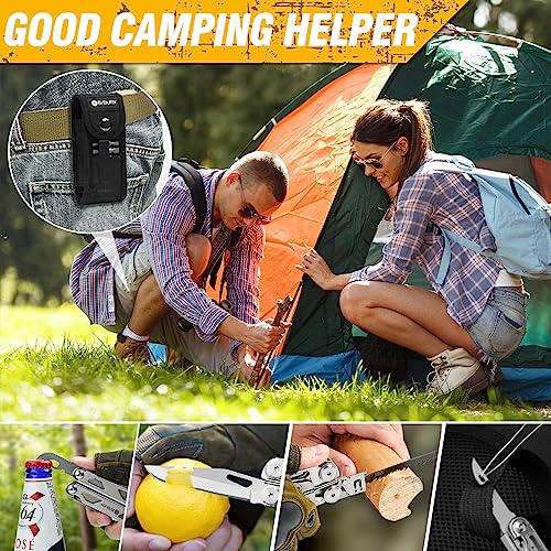 BIBURY 31-in-1 Multitool Pliers Pro,EDC Pocket Knife & Scissors-BI2045 | Stainless Steel Multi Tool with Screwdriver, Replaceable Wire Cutters, Saw, Ideal for Survival,Camping,Repair, Gifts for Men - color: Silver