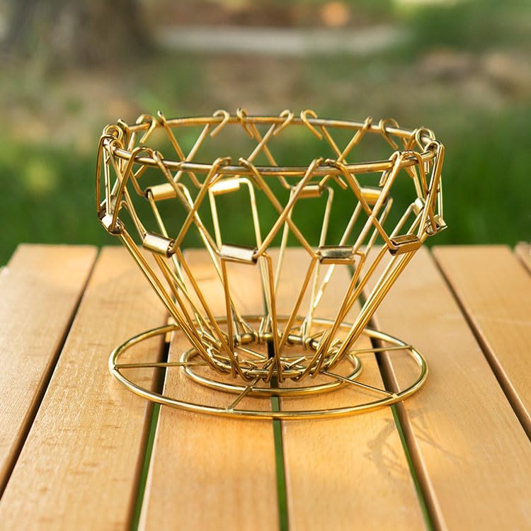 Collapsible Outdoor Stainless Steel Pour Over Coffee Dripper - color: Gold