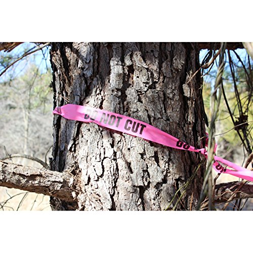 NO Adhesive, Presco PresGlo Printed Roll Flagging Tape, 1-1/2 in. x 50 yds. (Neon Pink/Black Escape Route)