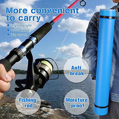 DEWEL Document Tube,Plastic Expanding Poster/Art/Document Storage Tube 24.5 to 40 inches Adjustable with Carrying Strap Waterproof and Light-Resistance Telescoping Carrying Case (Blue-Large Size) - color: Blue (Round), size: Large