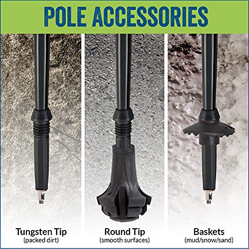 Ultralight Folding Walking Poles - Travel Ready - with Rubber Feet, Baskets, and Bag - size: Above 5'7", style: Trek/Cushion Grips