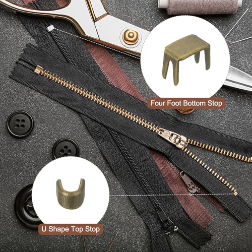 uxcell #3 Zipper Slider Retainers Kit, 20Pcs Bottom Stops & 40Pcs Top Stops for Bags Coats Jackets Closed-end Zippers Replacing, Bronze - color: Bronze, size: #3