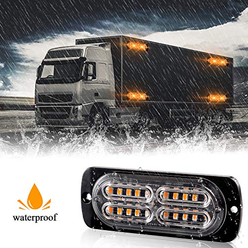 12-24V 20-LED Super Bright Emergency Strobe Warning Caution Hazard Construction Waterproof Flashing Strobe LED Light Bar Surface Mount for Car Truck SUV Van (Amber) - color: Amber