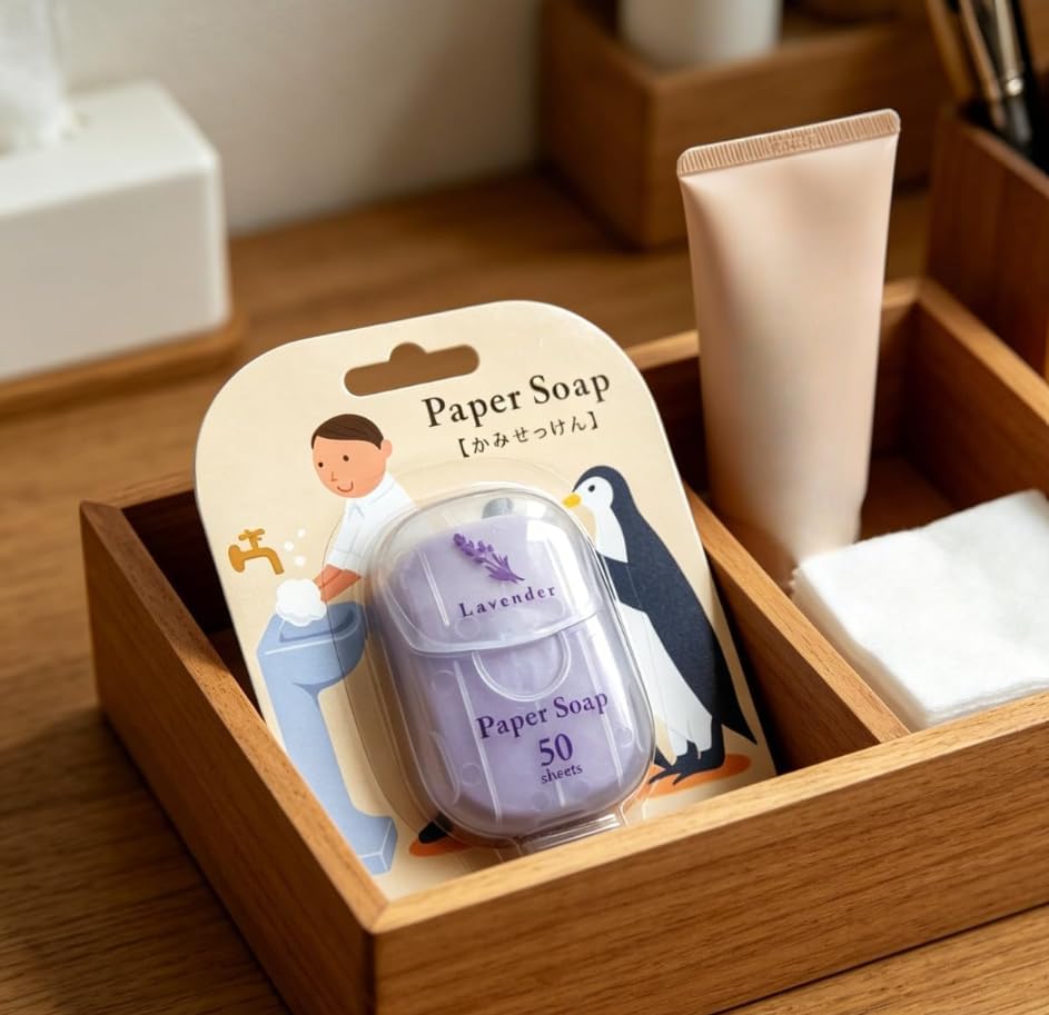 Mint Scented Paper Soap Sheets, Travel Soap Sheets Portable Case Purple - color: Purple