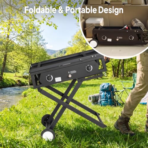 ROVSUN 2 Burner Outdoor Camping Stove with Side Table, Portable Propane Burner, Gas Cooker with Foldable Leg & CSA Regulator for Home Camp Paito Cooking Frying Canning - style: 2-Burner (foldable table)
