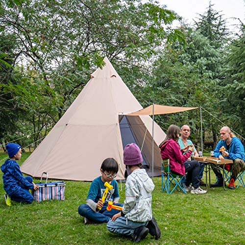 KAZOO Family Camping Tent Large Waterproof Tipi Tents 8 Person Room Teepee Tent Instant Setup Double Layer - color: Off-white