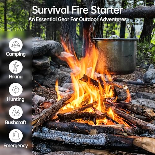 Ferro Rod Fire Starter, Survival Flint and Steel Fire Starter Kit for Hiking, Bushcraft,Camping Essentials Gear, Emergency Supplies - Ideal Gift for Explorers - color: Black Walnut