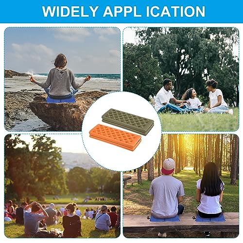 PATIKIL Foldable Hiking Seat Pad, XPE Cushion Sitting Pads Foam Mat Waterproof for Outdoor Camping Picnic Stadium - color: Orange,drak Green
