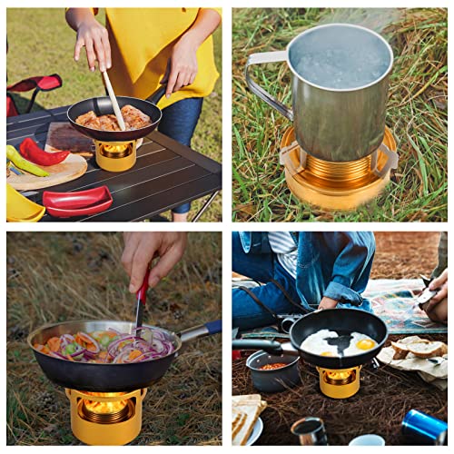 Portable 2 In 1 Mini Alcohol Stove Burner For Camping With Cross Stand - color: Gold