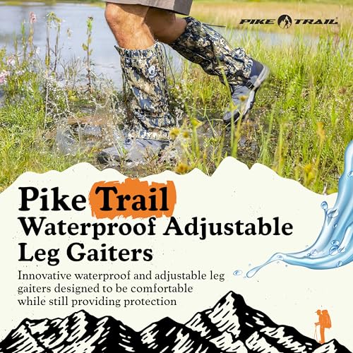 Pike Trail Adjustable Leg Gaiters - Lightweight, Waterproof - Leg Guards for Men & Women - Hiking Essentials Ideal for Hunting, Trekking & Fishing - 1 Pair - color: Olive Drab