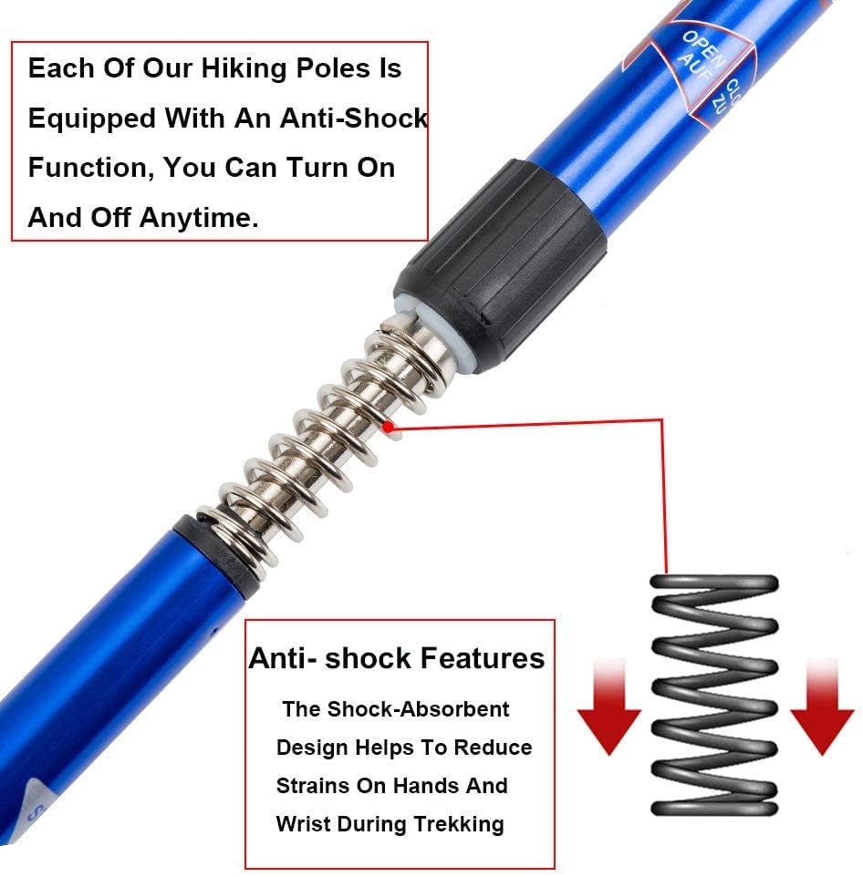 Aihoye Hiking Trekking Poles, 2 Pack Walking Hiking Sticks for Men &Women - color: Blue-Black