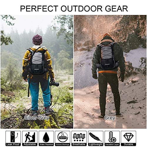 Mothybot Hydration Pack, Insulated Hydration Backpack with 2L BPA Free Water Bladder and Storage, Hiking Backpack for Men, Women, Kids for Running, Cycling, Camping - Keep Liquid Cool up to 5 Hours - color: Grass Green