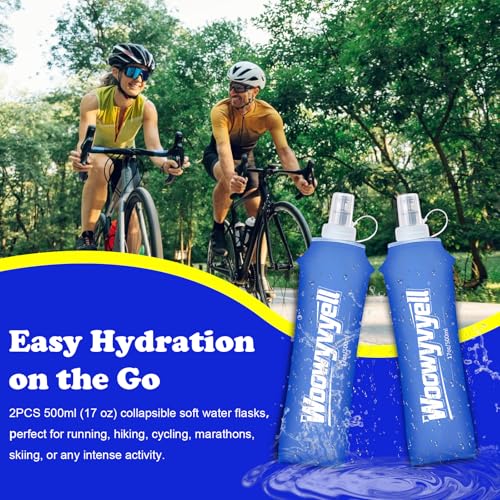 Running Vest Soft Flask, 2PCS BPA-Free 500ml Collapsible Water Bottle for Hydration Backpack, Collapsible Water Bottles for Marathon Hiking Cycling Climbing - color: Blue