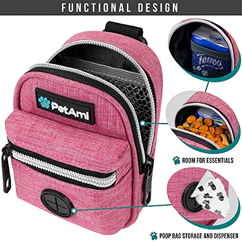 PetAmi Dog Poop Bag Holder for Leash, Waste Bag Dispenser Pet Pouch, Pink - color: Pink