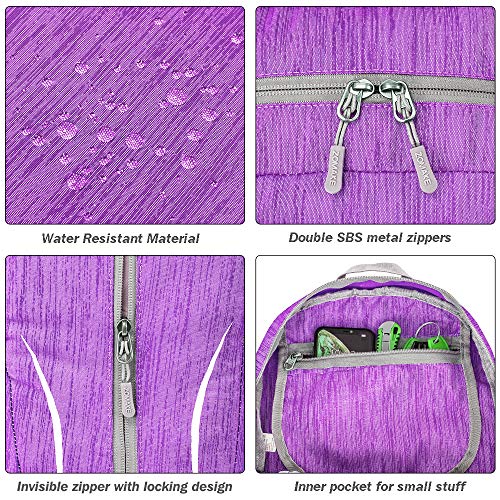 ZOMAKE 25L Ultra Lightweight Packable Backpack, Foldable Hiking Backpacks - color: Purple, size: 25L