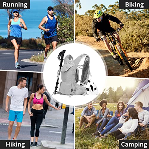 IX INOXTO Hydration Pack Backpack, Lightweight Water Backpack with 2L Hydration Bladder Daypack for Men Women,Running Hydration Vest for Trail Running Hiking Cycling Race Climbing - color: Grey white