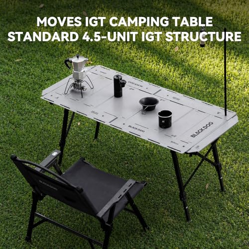 BLACKDOG 4.5U IGT Camping Table, Folding Portable Camp Table, Rock Grey | Adjustable Height，IGT Modular System Compatibility， Aluminum，with Carry Bag，48.8" L x 22.8" W - color: Rock Grey