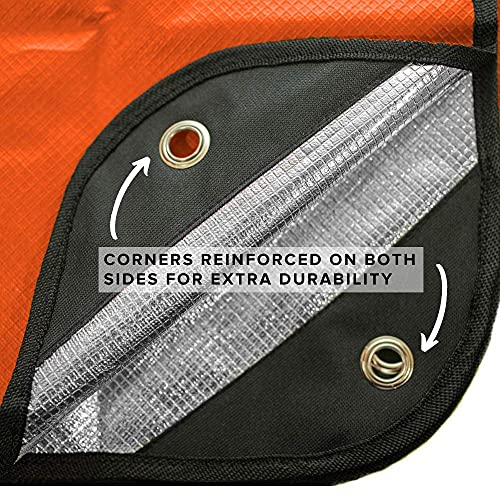 Arcturus Insulated Tarp, Reusable Heavy Duty Thermal Survival Blanket – 60x82in, Reflects 90% Body Heat, Waterproof, Windproof, 3-Layer Design, Reinforced Grommets, Orange - color: Orange