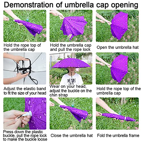 NEW-Vi Umbrella Hat Adult and Kids Folding Cap for Beach Fishing Golf Party Headwear - color: Purple