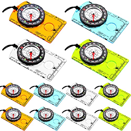 Orienteering Compass Hiking Compass Outdoor Navigation Survival Compass Waterproof Map Reading Backpacking Compass Kids Camping Gear for Women Men Gifts, 4 Colors