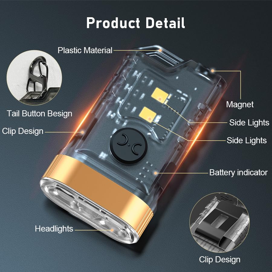 LED Small Powerful EDC Flashlight with Warm White Red Light,Bright USB C Rechargeable 9 Modes Mini Pocket Keychain Flash Light with Clip,IP5 Waterproof,365nm UV Black Light,Tail Magnet 10PC - color: Mini EDC Flashlight 10pc