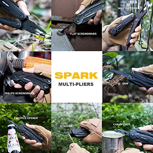 Roxon 14-in-1 Multitool Pliers with Fire Starter,Lightweight Portable