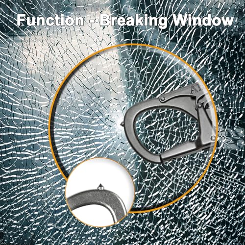 Ahiller Double Lock Carabiner Clip, Tungsten Steel Tip Keychain for Outdoor - color: Gunmetal-4P