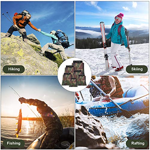 Shappy 6/12 Pcs Waterproof Dry Bags, Lightweight Outdoor Waterproof Dry Stuff Sacks 15/8/5/4/3/2 L and Long Adjustable Shoulder Strap for Kayaking Rafting Boating Hiking Camping - color: Camouflage Color