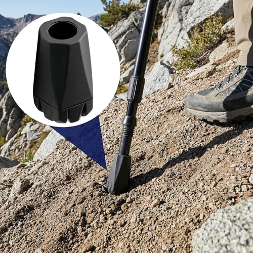 PAGOW 6pcs Walking Cane Tips, Trekking Pole Tips Feet Replacement for Hiking, Anti-Slip Shock Absorbing Walking Sticks for Senior Accessories Poles Outdoor Hikers (Diameter: 2.45 cm) - Black