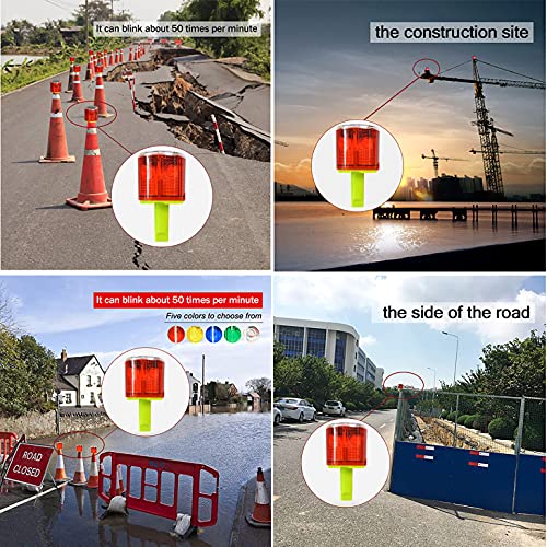 Solar Strobe Warning Light: IP54 Waterproof Flashing Safety High Bright LED Warning Lamp Traffic Light for Construction, Factory, Safety Road Sign, Dock Marine Beacon (Red-Column) - color: Red-Column