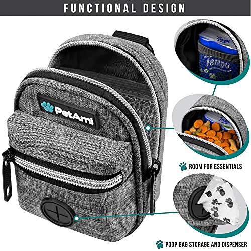 PetAmi Dog Poop Bag Holder for Leash, Waste Bag Dispenser Pet Pouch, Grey - color: Heather Gray