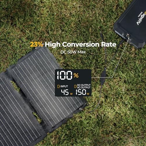 BougeRV 50 Watt Solar Panel, Foldable Portable Charger, Camping, Outdoor | 50W Solar Panel, Fiberglass, 1.76 lb, USB-C & USB-A Outputs, Compatible with BougeRV 266Wh/240Wh Power Stations, Outdoor - size: 50W