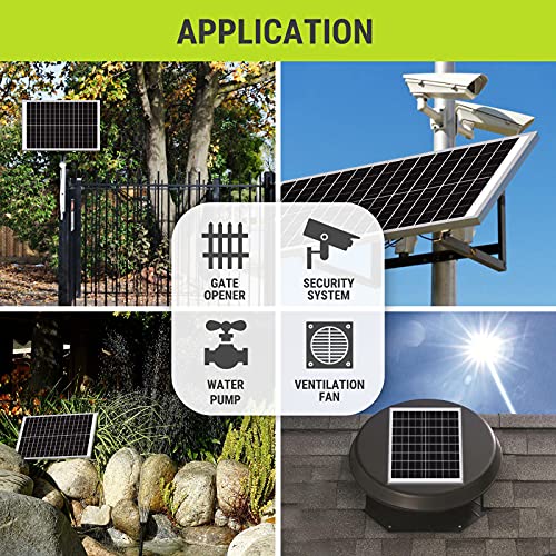 Newpowa 35W 24V High-Efficiency Monocrystalline Solar Panel - Designed for Off Grid Systems, Charges 24V Batteries of RV, Boat, Camper, Trailer, Gate Opener - size: 35W 24V MONO