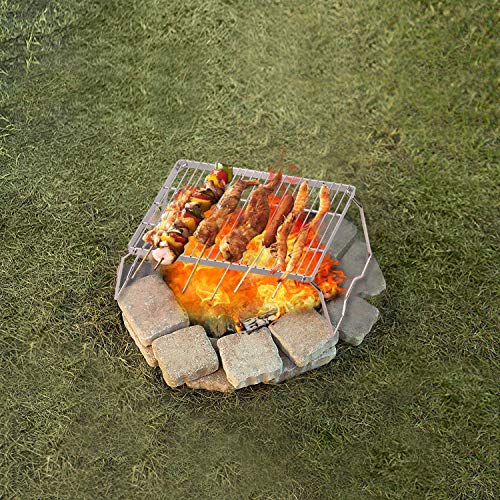 REDCAMP 13.6" Small Folding Campfire Grill, 304 Stainless Steel Firepit Grill Grate, Heavy Duty Portable Camping Grill with Carrying Bag for Outdoor Cooking Backpacking Hiking Picnics BBQ - size: 13.6"x9"