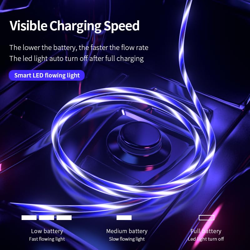 IHAO Multi Connectors Fast Charging Cable 6 Combinations in One Cable USB A/Type C to USB C/Micro USB Cord Lighted Up LED Flowing Compatible with Most of Electric Device-39 Inches Blue - color: 6 Combinations LED Blue