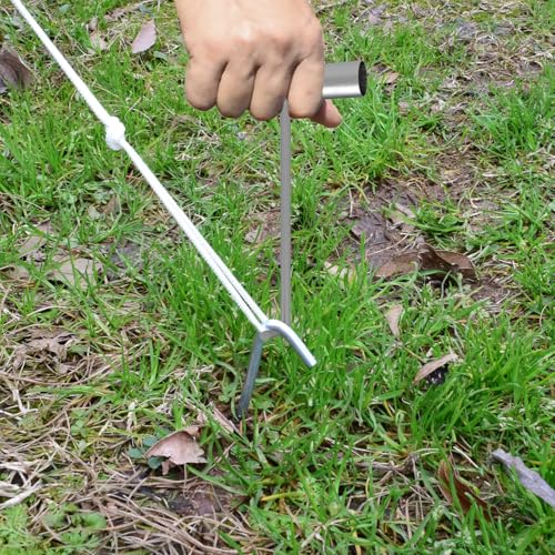 Metal Tent Stakes Heavy Duty 9 Inch 25 Pcs with Puller Tool - size: 9" x 25 Pcs + Puller Tool
