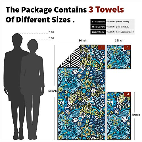 4Monster Camping Towels 3 Size at 1 Pack,Quick Dry Microfiber Towel,Beach Travel Towel Ultra Compact,Soft Gym Towel for Hiking Yoga Travel Sports Backpacking Trip and Pool - color: Yellew