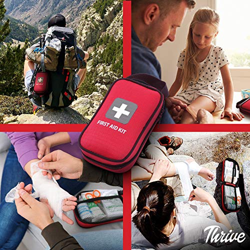 Thrive Compact First Aid Kit, Waterproof, 100-Piece Set | Rip-Stop Nylon Travel Medkit With Wipes And Bandages, Portable Car Kit For Roadside Emergencies - style: 100 Piece - Bag