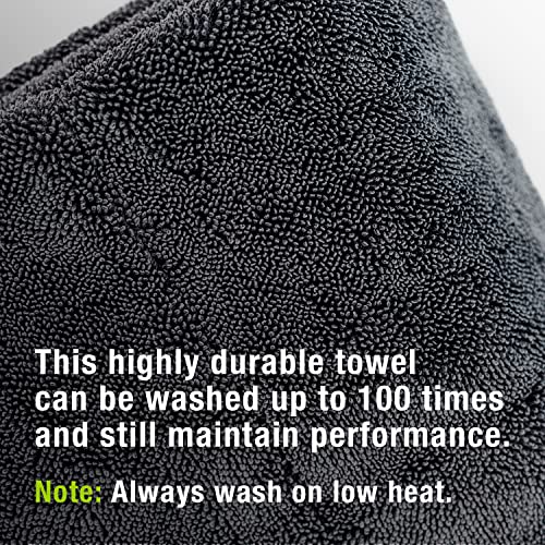 ExoForma Mega Car Drying Towel - Holds Up to 9 lbs, No Streaks, Scratches, or Water Spots | 1200 GSM Microfiber Double Twist Pile & Edgeless Design, 1 Quick & Effortless Dry - 24” x 36” - size: Pack of 1