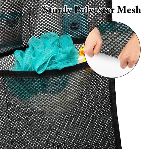 Fammart Mesh Shower Caddy Hanging, Quick-Drying Shower Organizer with 7 Pockets, Portable Bathroom Organizers and Storage for Shampoo, Soap, Loofah, Travel, and Cruise Essentials - color: Hanging Type, 2 Pack - Black
