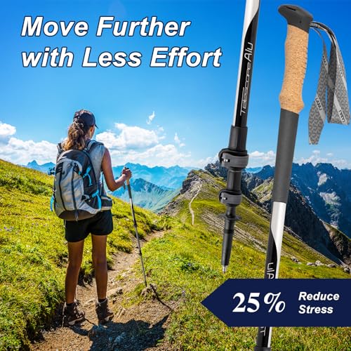 Hiking Poles, Ultra-Light Telescopic Trekking Poles,Portable Walking Sticks with Adjustable Height for Men and Women - color: Black