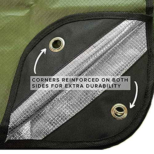 Arcturus Insulated Tarp, Reusable Heavy Duty Thermal Survival Blanket – 60x82in, Reflects 90% Body Heat, Waterproof, Windproof, 3-Layer Design, Reinforced Grommets, Olive Green - color: Olive Green