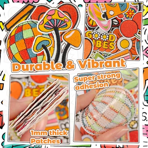 32Pcs Hippie Iron On or Sew On Patches, Embroidered Patch for Jeans, Jackets, Hats, Bags, Backpacks, Clothing - color: Hippie - 32Pcs