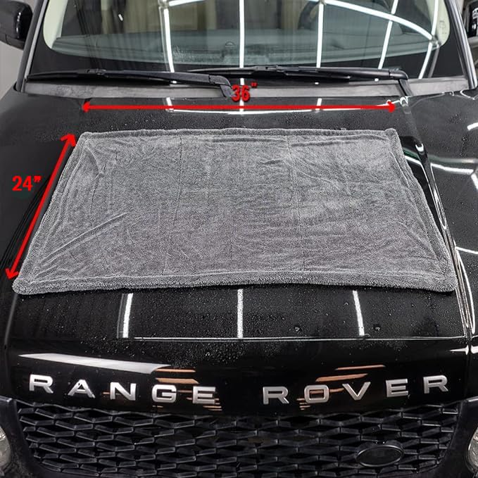 ExoForma Mega Car Drying Towel - Holds Up to 9 lbs, No Streaks, Scratches, or Water Spots | 1200 GSM Microfiber Double Twist Pile & Edgeless Design, 1 Quick & Effortless Dry - 24” x 36” - size: Pack of 1